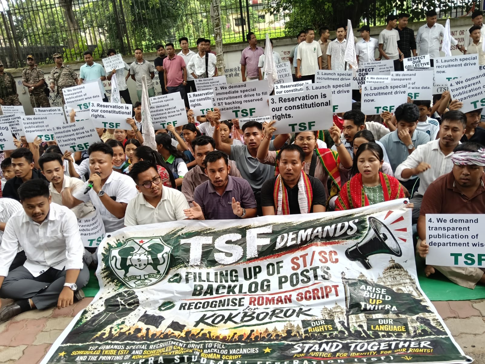 TSF stages protest over long-pending SC/ST vacancies - Tripura Chronicle