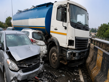Four injured as Civic tanker runs amok on Indore bridge; brake failure suspected